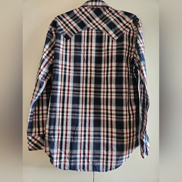 Rock&Roll Cowboy Vibrant Blue Red Casual Button Down Shirt Long Sleeves Size M - Picture 6 of 10